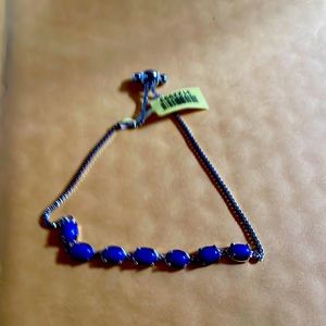 Silver tone lapis color bracelet silver tone aqua marine pierced earrings